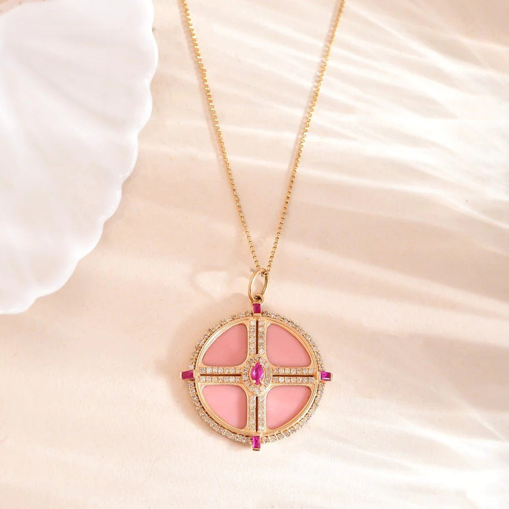 Solid Gold Opal Pendant Necklace