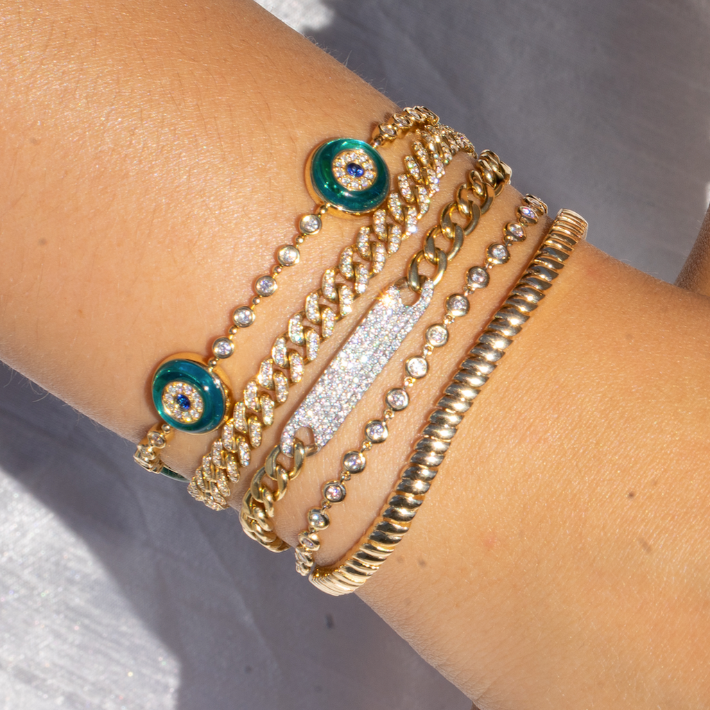 Solid Gold Full Bezel Diamond Bracelet