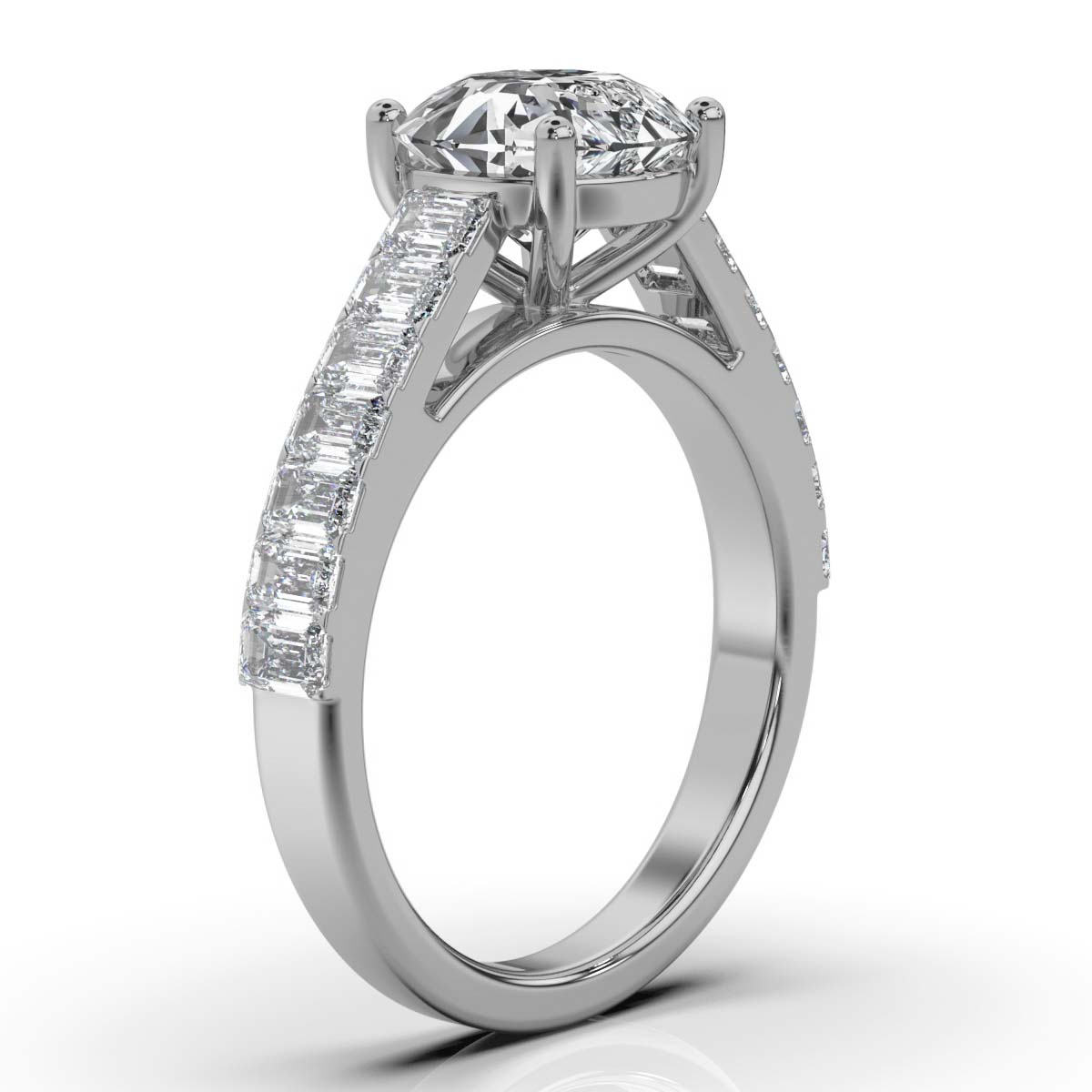 18K Solid Gold 2 CT Round Shape Lab-Grown Diamond Engagement Ring