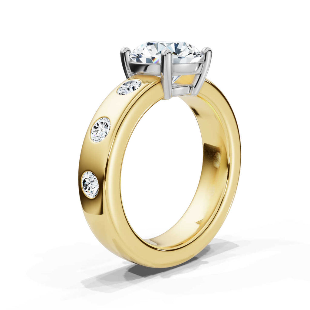 Solid Gold Bazel Set Lab Grown Diamond Engagement Ring