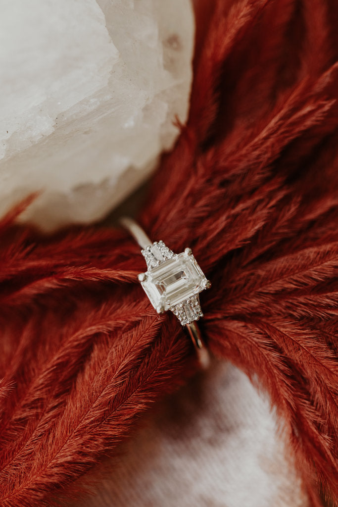 Solid Gold Lab Grown Emerald Cut Ring (1250C2)