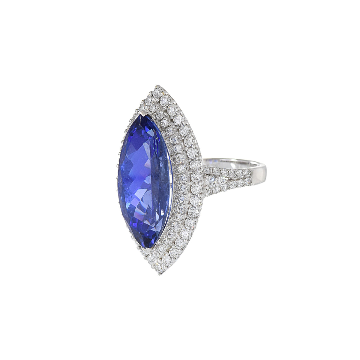 18K Solid Gold 6.81 CT Tanzanite and Diamond Ring