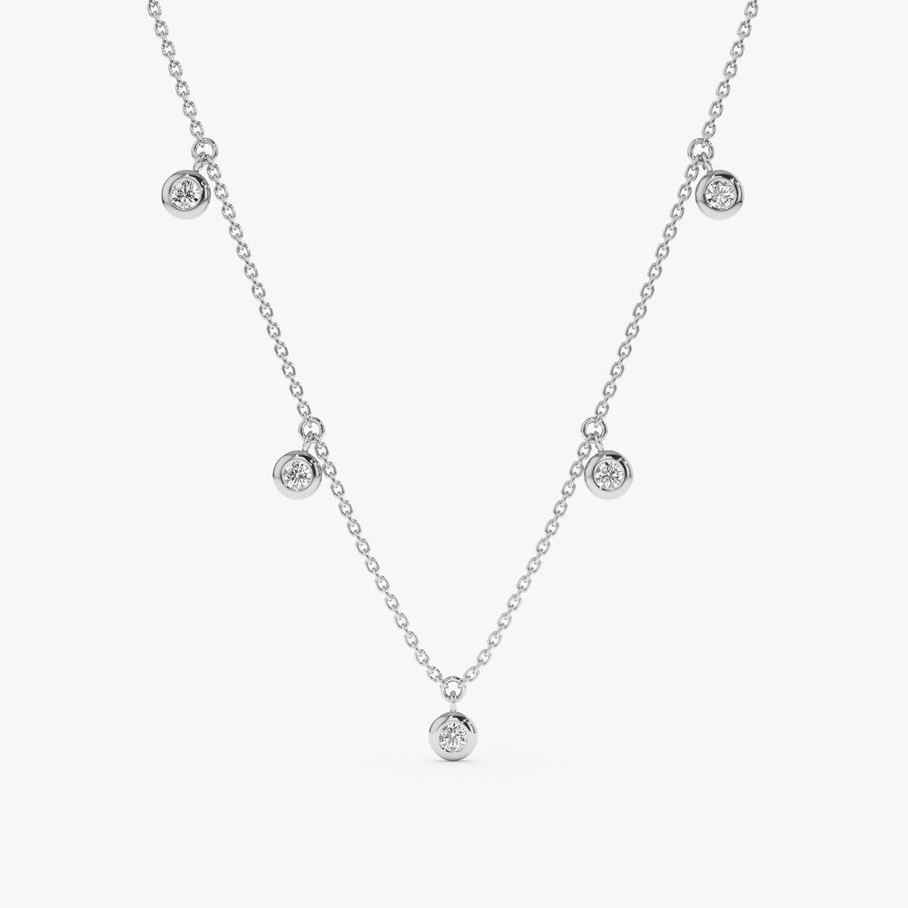18K Solid Gold Dainty Diamond By The Yard Necklace - Style B
