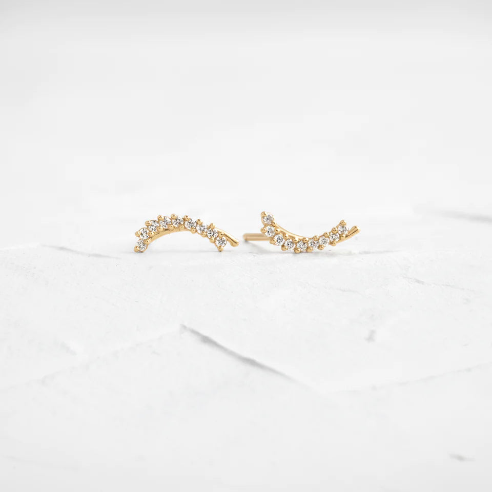 Solid Gold Overlap Curve Diamond Studs