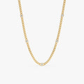 Solid Gold Diamond Bezel Cuban Chain Necklace (F93F31)