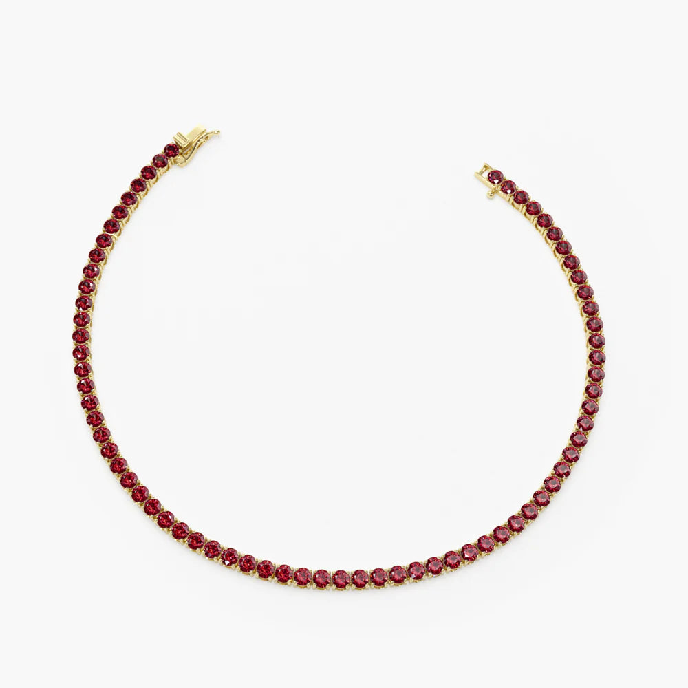 Solid Gold Prong Setting Ruby Tennis Bracelet (DE9F51)