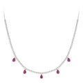 Solid Gold Diamond Ruby Pear Drop Necklace