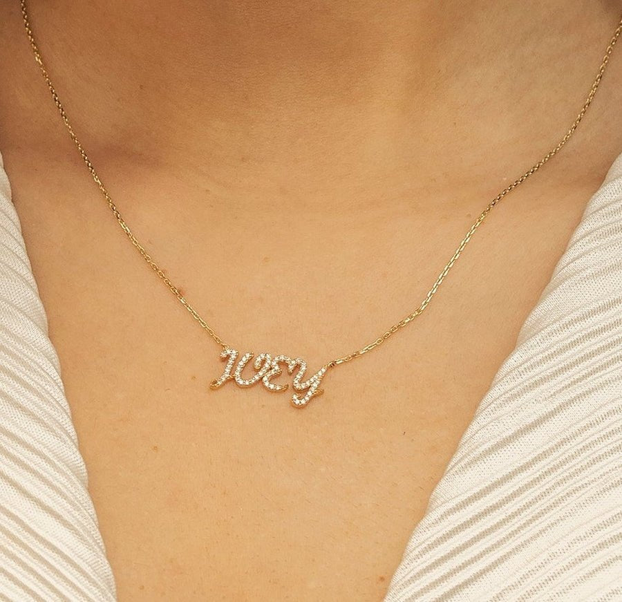 Solid Gold Diamond Name Necklace (E9F553)