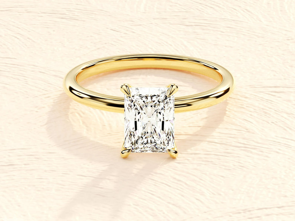 14K Gold Elongated Cushion Emerald Cut 3ct Diamond Ring