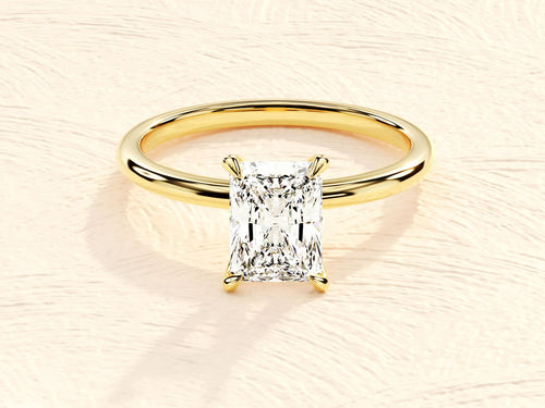 14K Gold Elongated Cushion Emerald Cut 3ct Diamond Ring