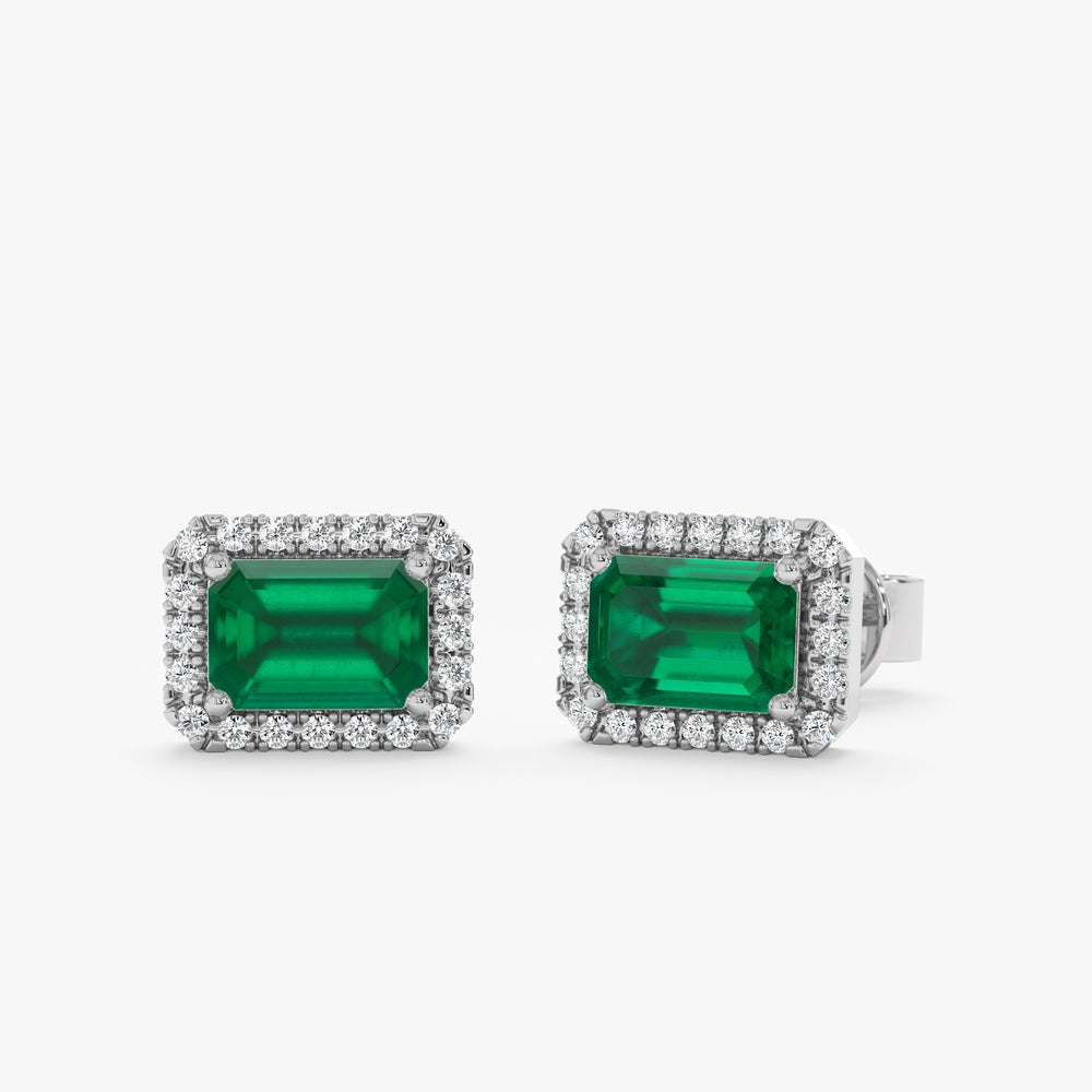 Solid Gold Emerald Diamond Statement Earrings