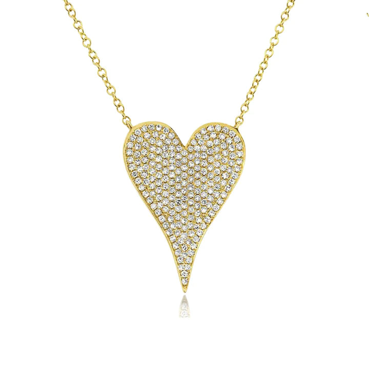 Solid Gold Large Diamond Heart Necklace