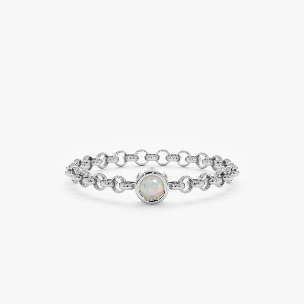 Solid Gold Opal Chain Ring (ADCE11)
