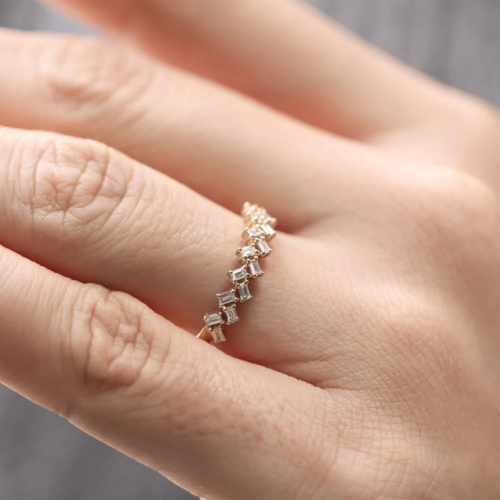 Zig Zag Baguette Moissanite Ring – 1.20mm Band, photo 7