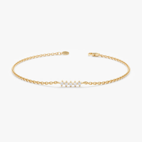 Solid Gold Diamond Bar Bracelet