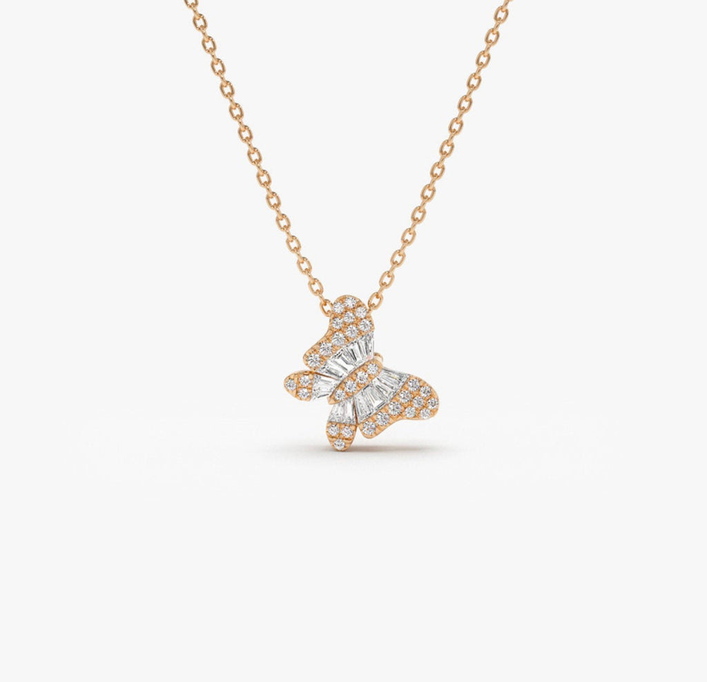 Baguette Moissanite Butterfly Necklace, photo 5