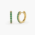 Solid Gold Emerald Heggie Hoop Earrings