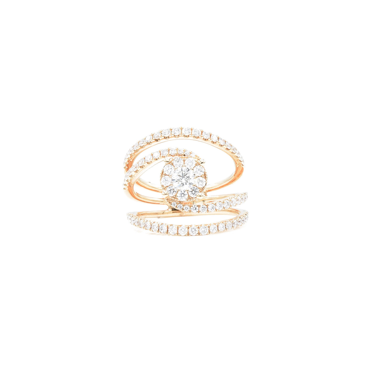 Solid Gold Diamond Wide Swirl Ring