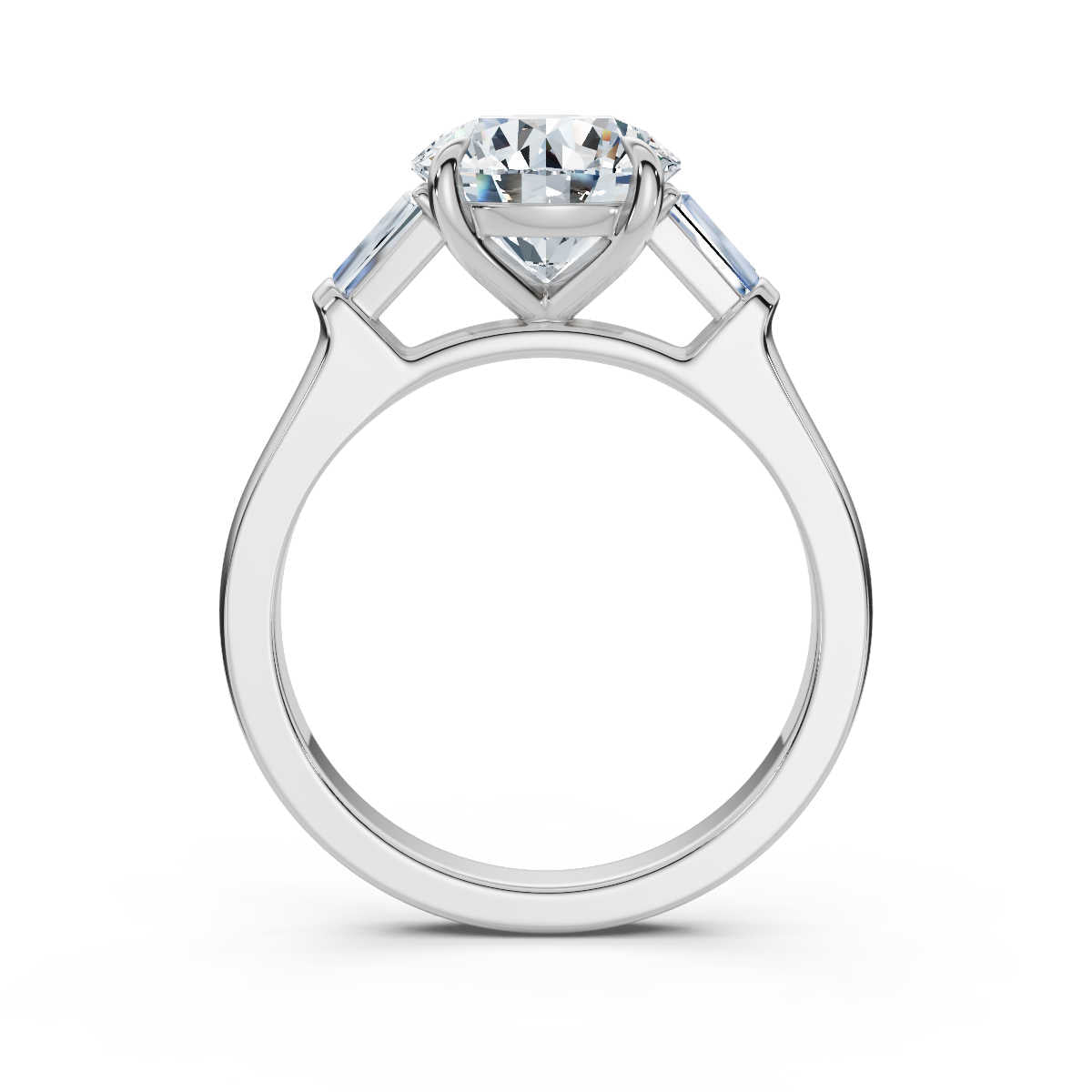 Solid Gold Engagement Ring 2 CT Three Stone Baguette Lab Grown Diamond