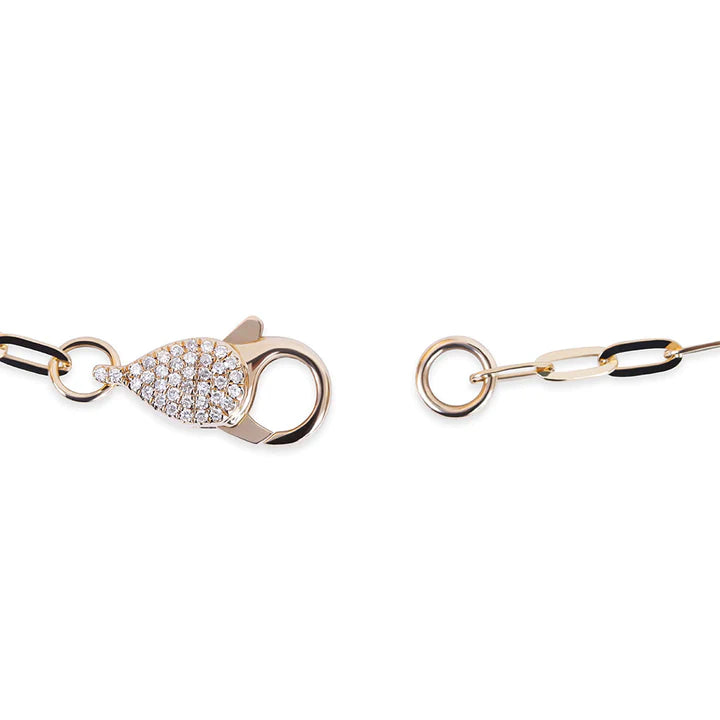 Solid Gold With Diamond Clasp Paperclip Bracelet