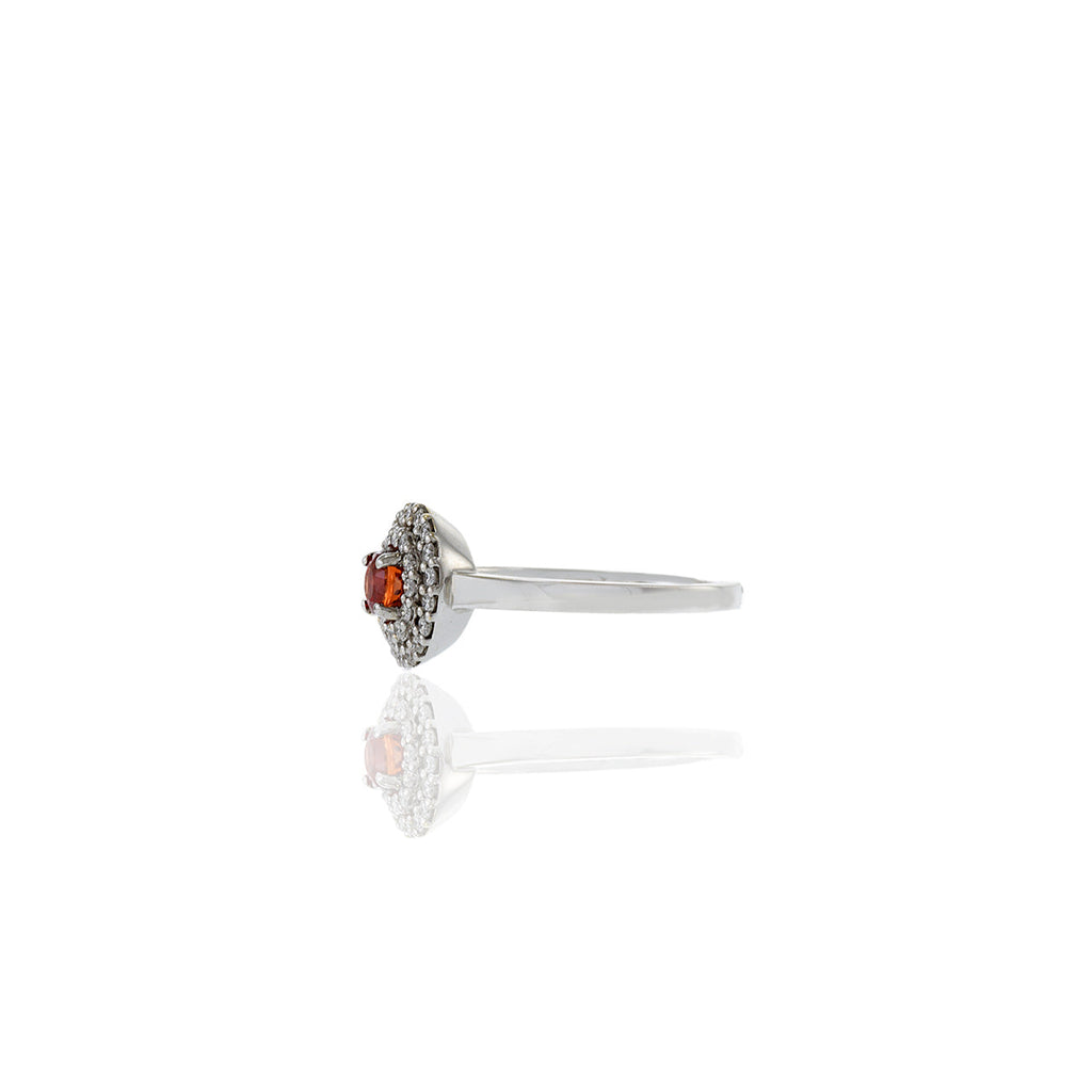 Solid Gold Orange Sapphire and Diamond Ring
