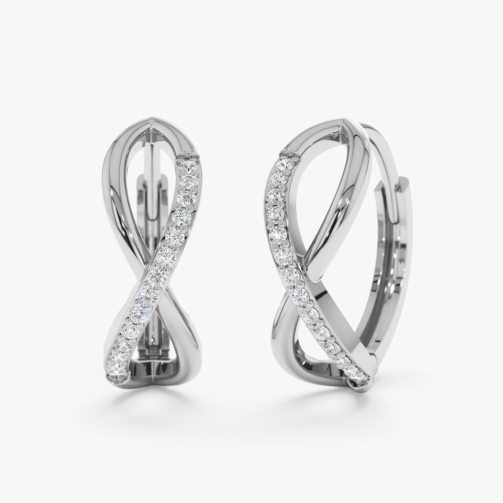 Solid Gold Diamond Infinity Hoop Earrings