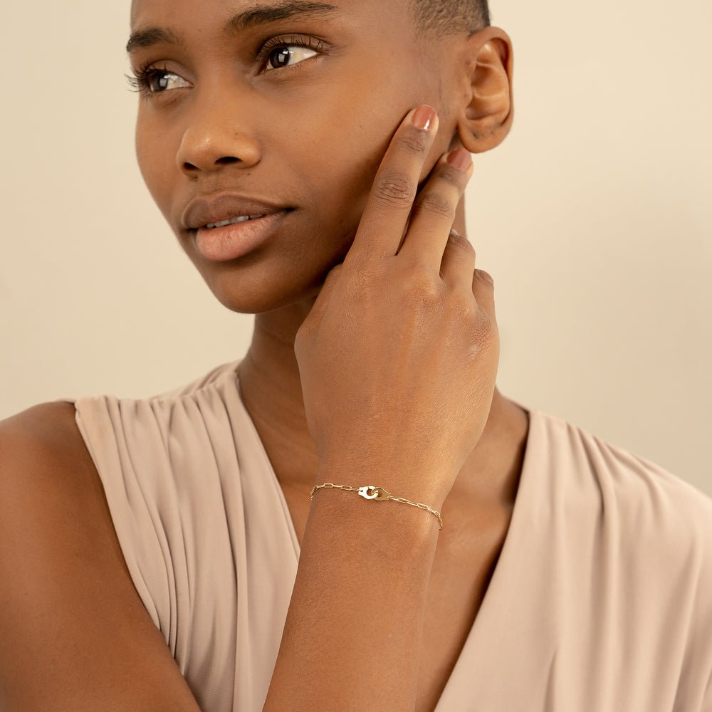 Solid Gold Handcuff Paperclip Chain Bracelet