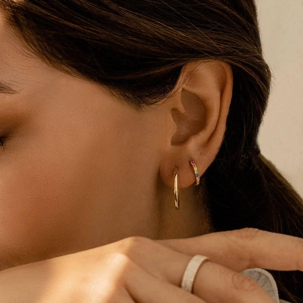 Solid Gold sapphire huggies earrings