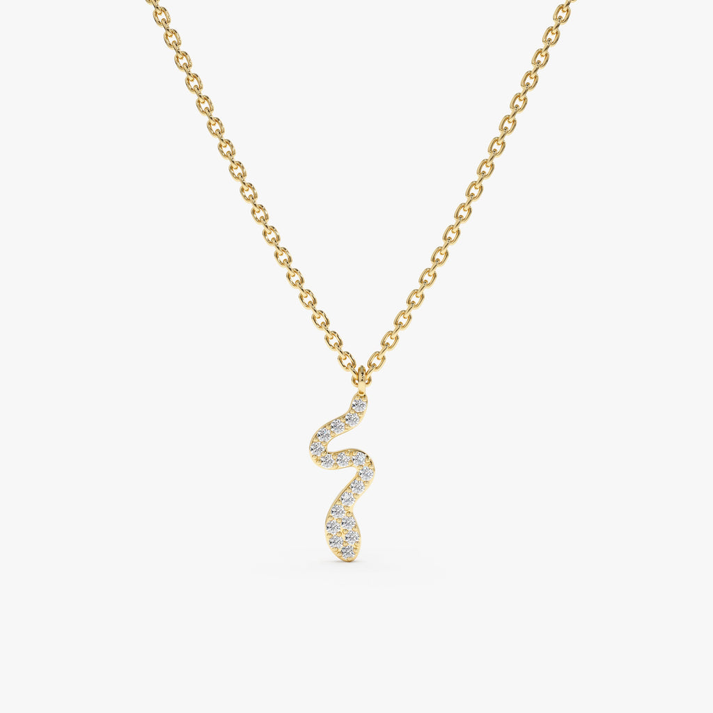 Solid Gold Diamond Snake Necklace (645EAF)