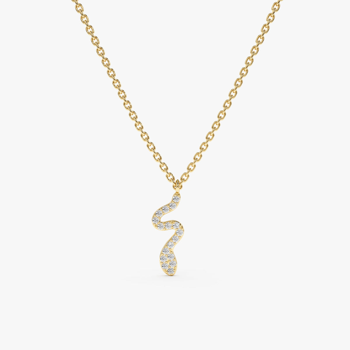 Solid Gold Diamond Snake Necklace (645EAF)