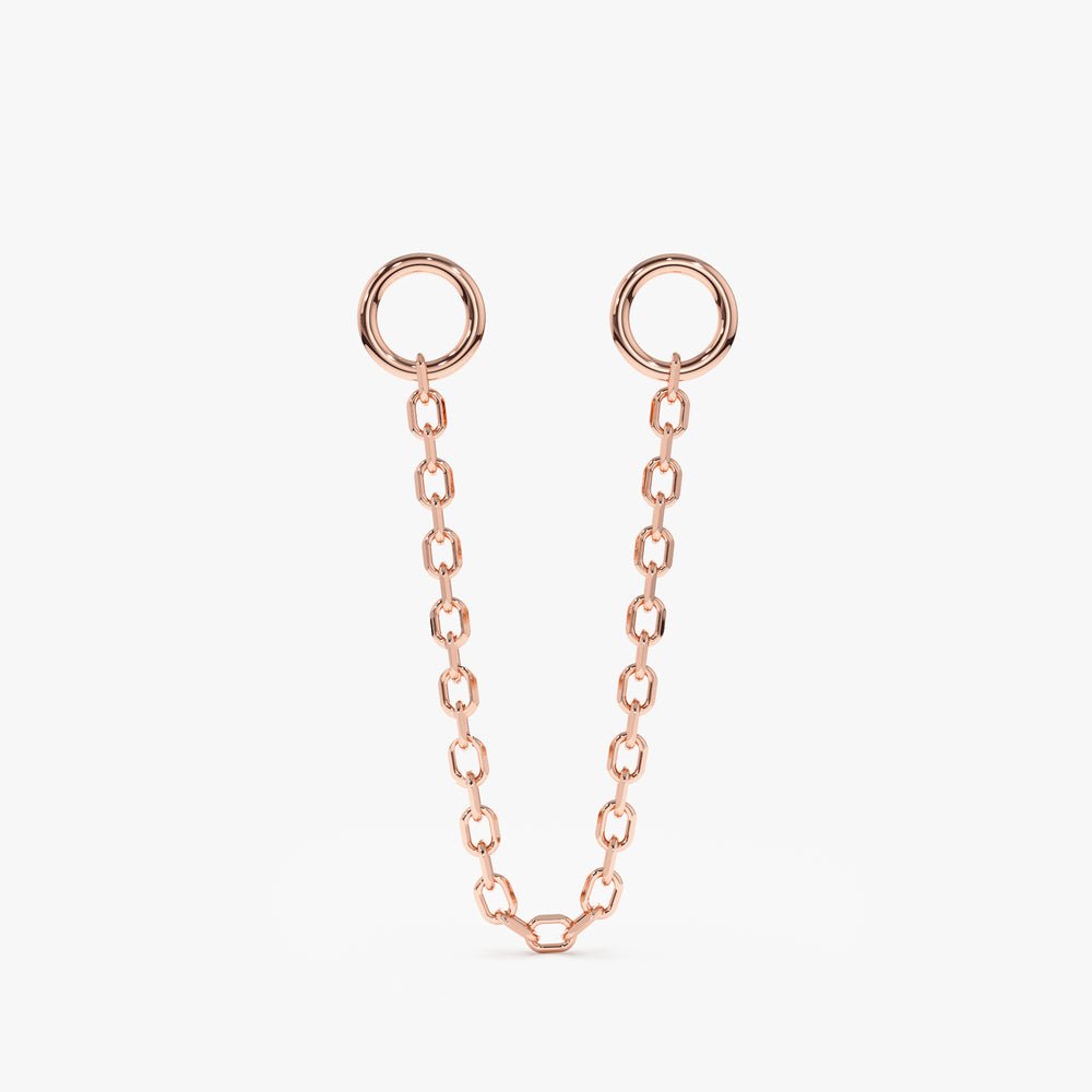 Solid Gold Cable Chain Huggies Charm