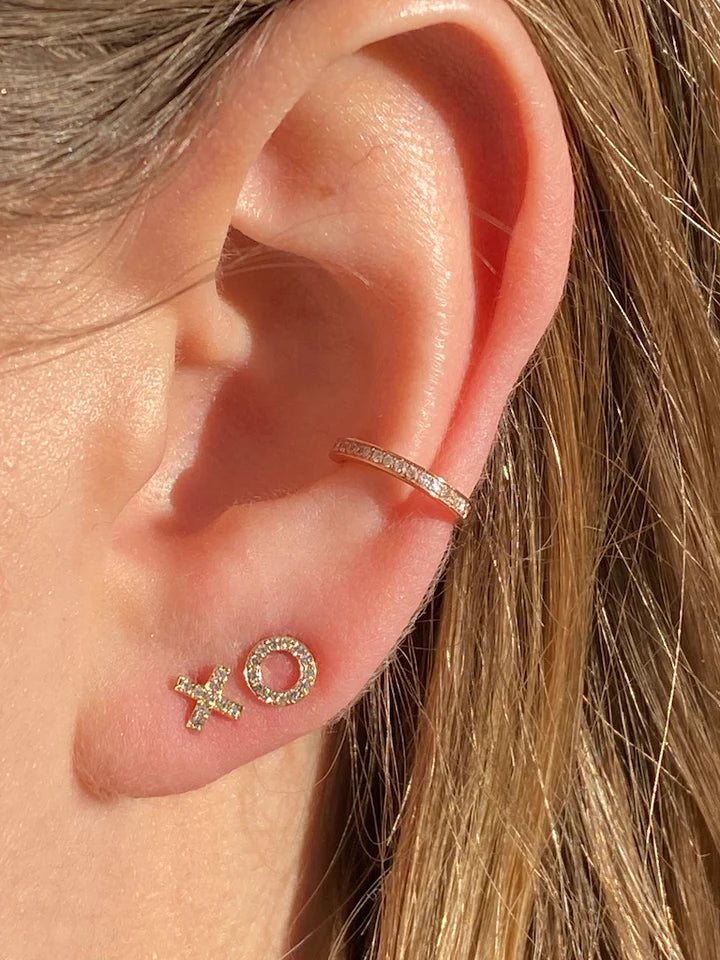 Solid Gold Diamond Xo Earrings