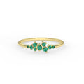 Solid Gold 0.18 ctw Cluster Emerald Ring