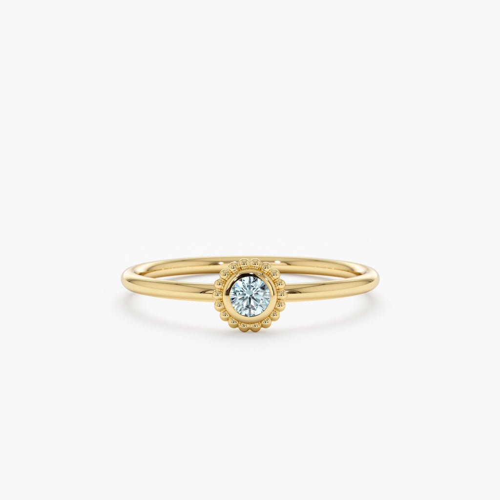 Solid Gold Aquamarine Art Deco Ring (FD95D6)