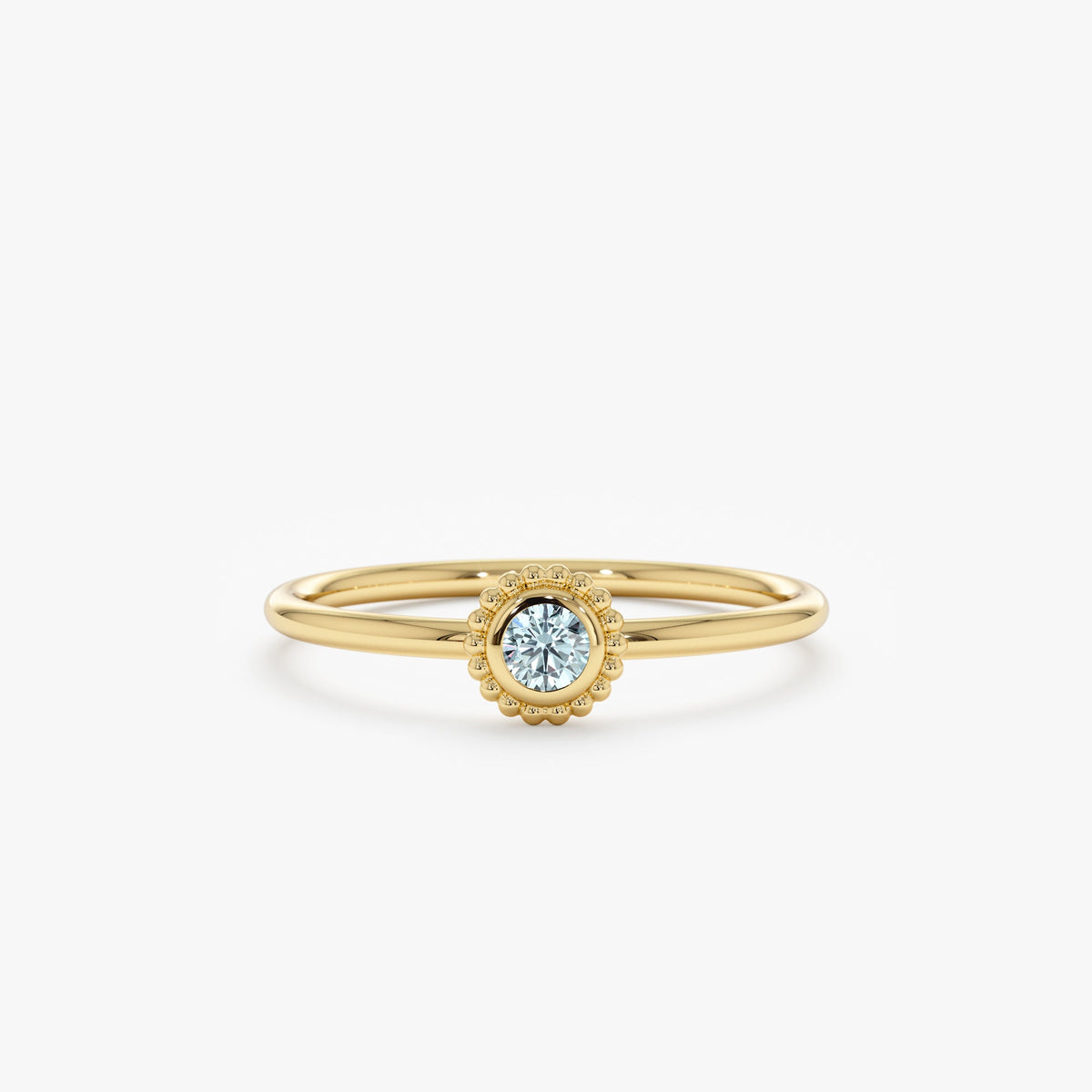 Solid Gold Aquamarine Art Deco Ring (FD95D6)