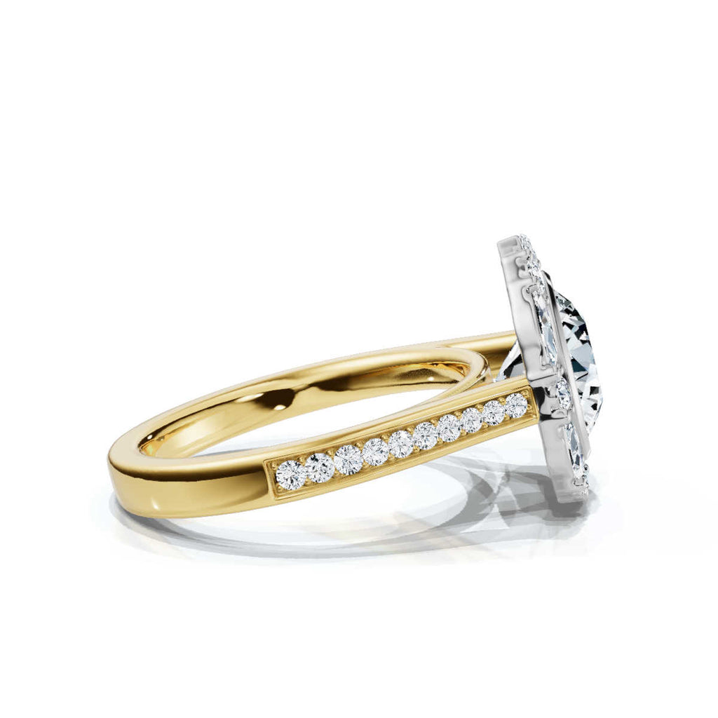 Solid Gold 3 CT Halo Lab Grown Diamond Engagement Ring (49F510)