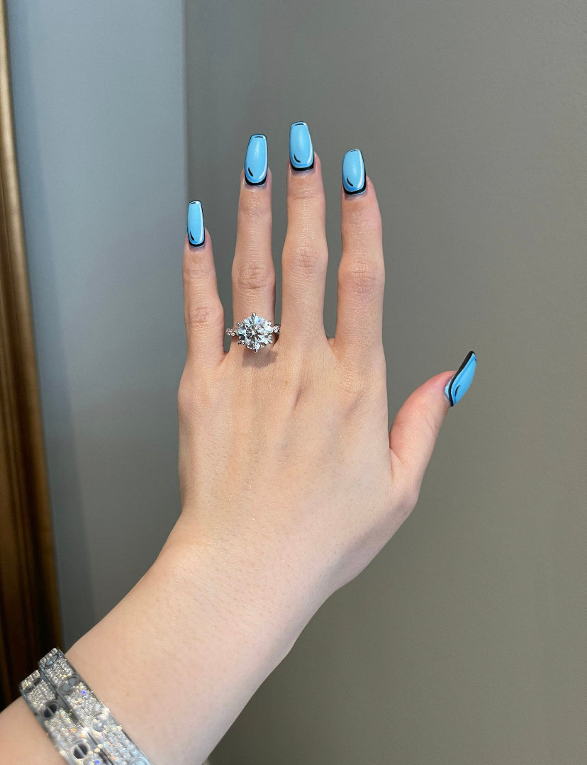 Solid Gold 5 Carat Moissanite Diamond Engagement Ring