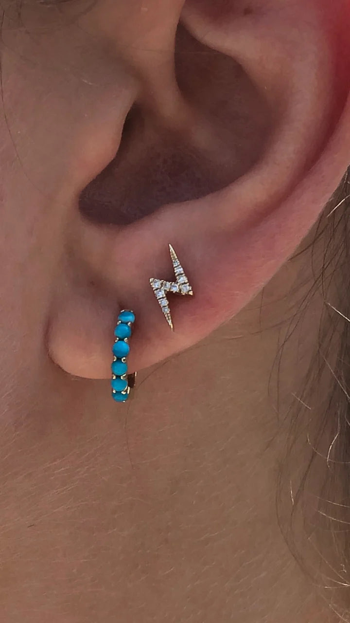 Solid Gold Gwennie Turquoise Huggies