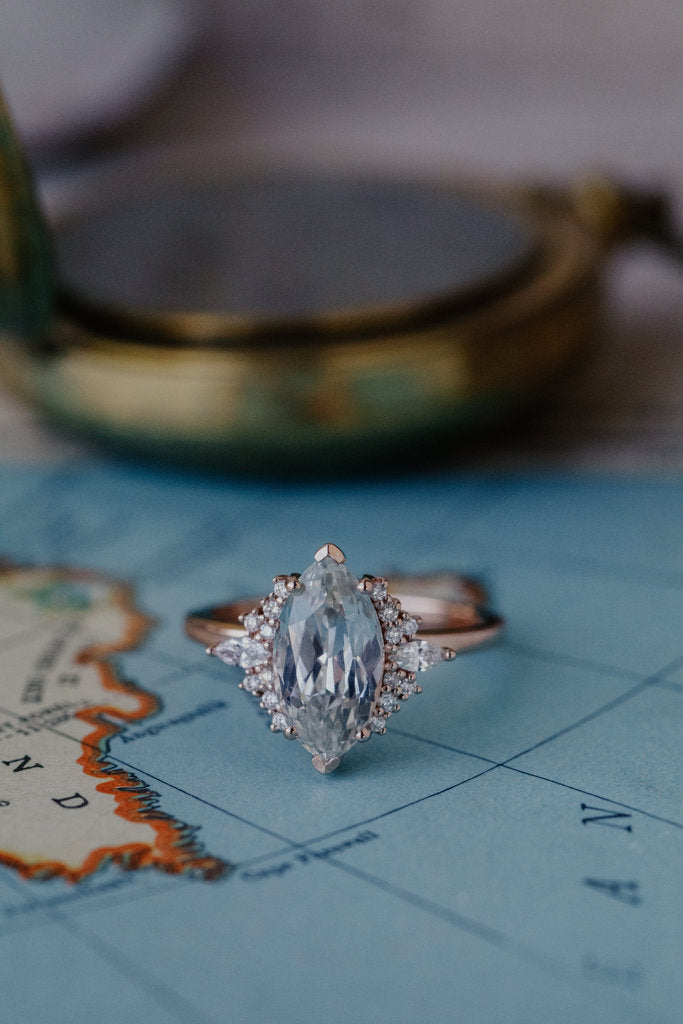 Solid Gold Atlantis 3.66 ct Marquise White Sapphire Ring