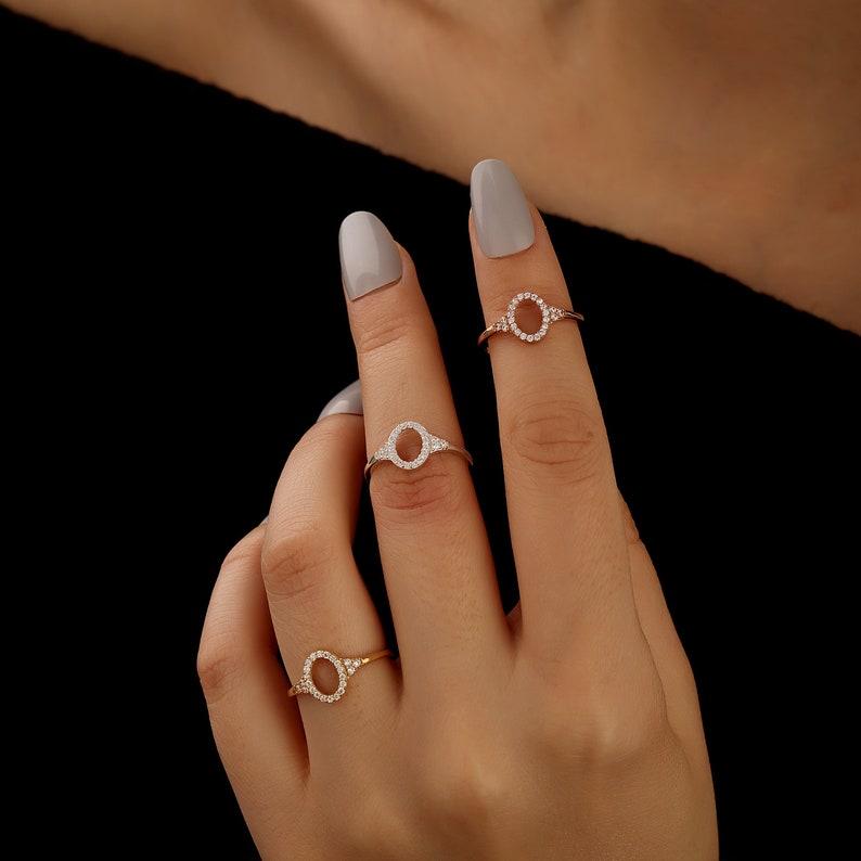 Solid Gold Diamond Single Circle Karma Minimalist Ring