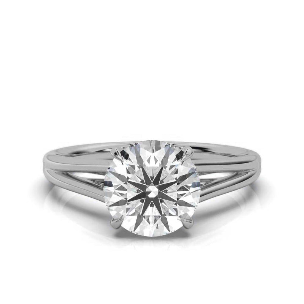 Solid Gold 2 CT Split Solitaire Lab Grown Diamond Engagement Ring