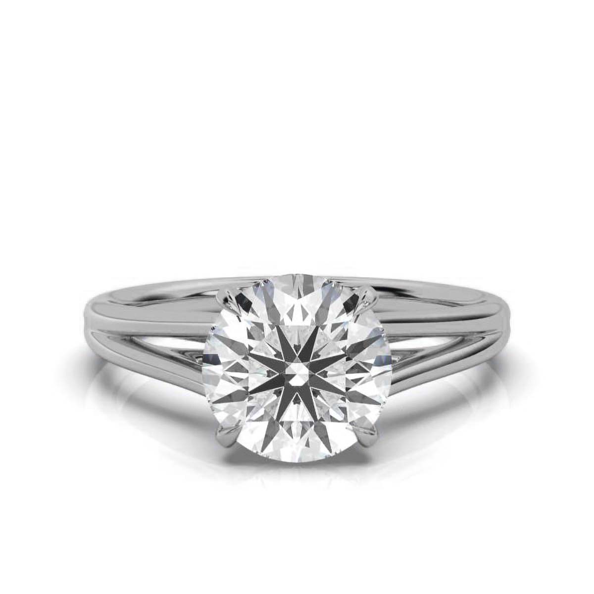 Solid Gold 2 CT Split Solitaire Lab Grown Diamond Engagement Ring