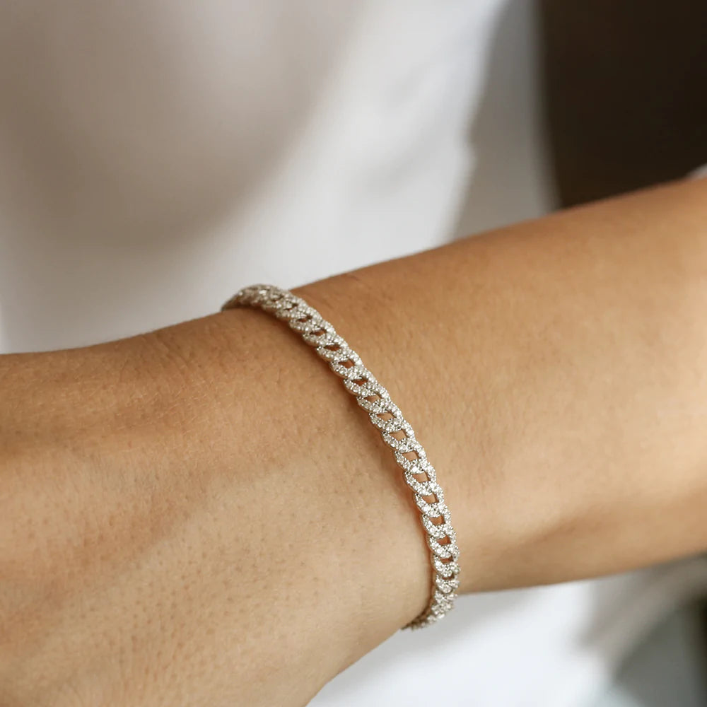 Solid Gold 4.8MM Diamond Cuban Link Bracelet
