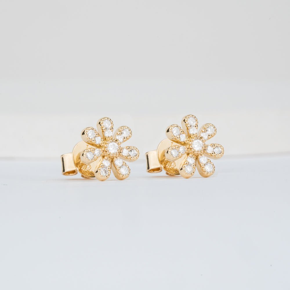 Solid Gold Diamond Daisy Studs