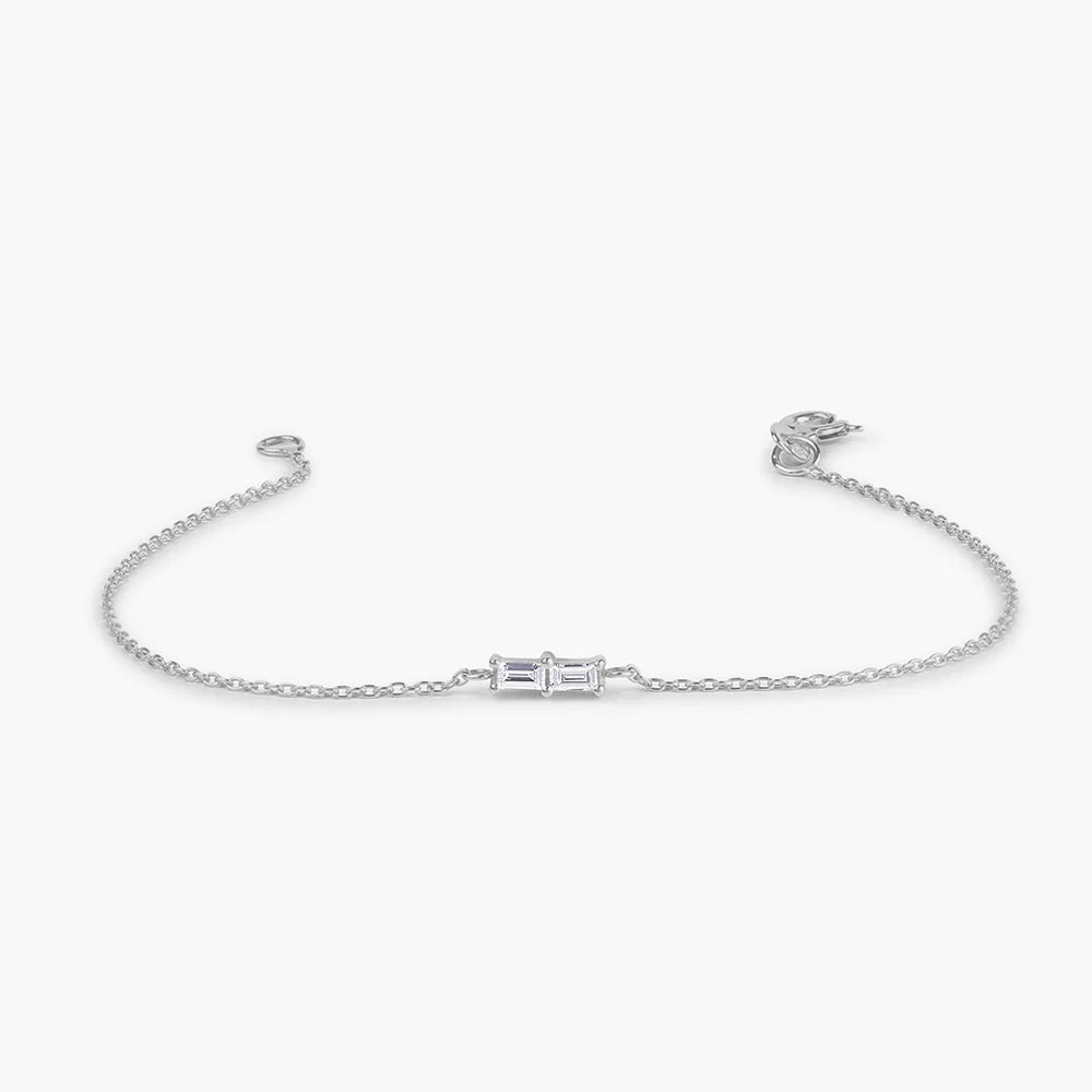 Solid Gold Double Baguette Diamond Bracelet