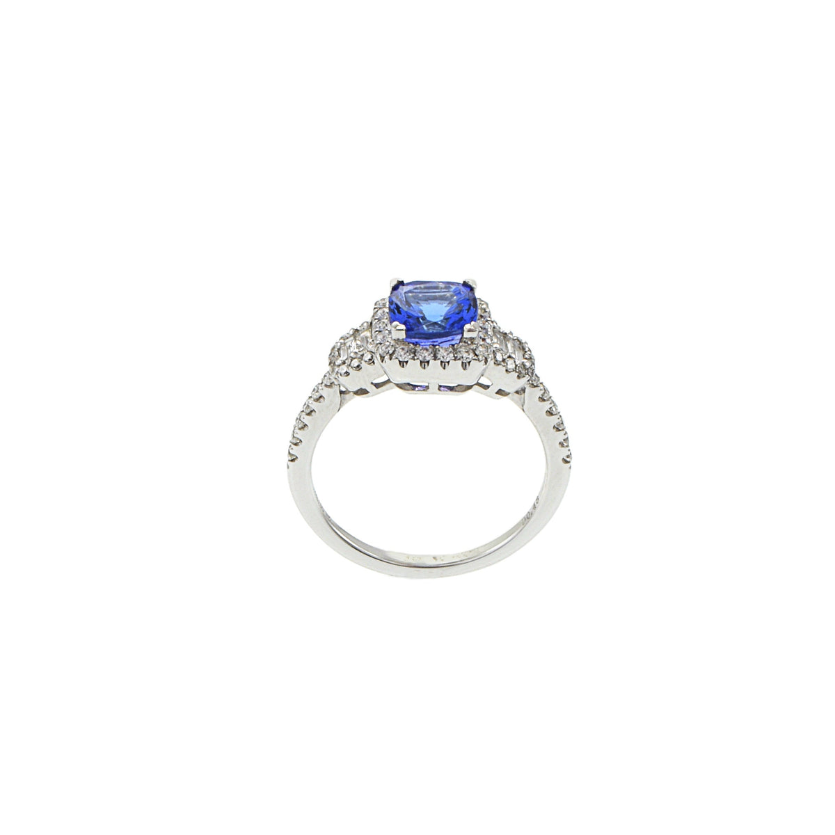 Solid Gold Cushion Cut Tanzanite And Diamond Ring