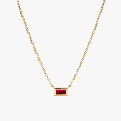 Solid Gold Dainty Ruby Necklace (61DA84)