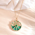 Solid Gold Emerald & Malachite Diamon Charm