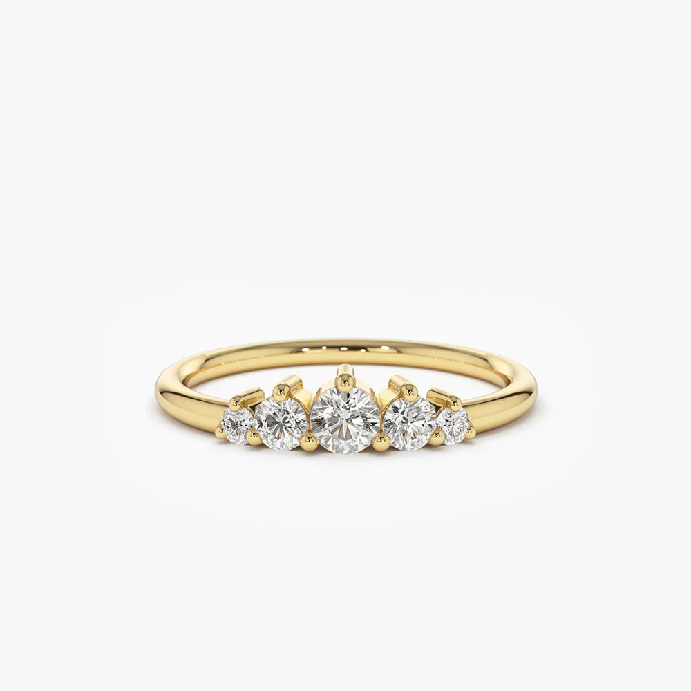 Solid Gold 5 Stone Graduating Diamond Wedding Ring