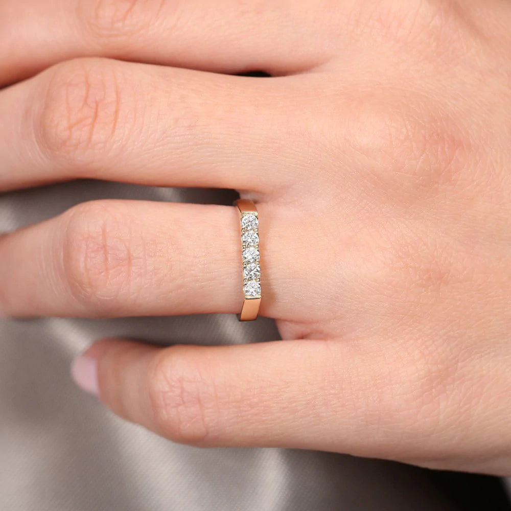 Solid Gold Rectangular Diamond Pinky Ring